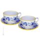TAZZE FIORACCIO set 2 tazze da colazione da cereali con piattino ceramica di Castelli fatta a mano autentica Abruzzo Made in Italy