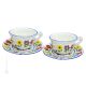 TAZZE UCCELLINI set 2 tazze da tè cappucino con piattino ceramica di Castelli fatta a mano autentica Abruzzo Made in Italy