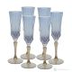 ADA Set 6 bicchieri calice flute dipinti a mano autentici in vetro di qualità superiore.-Blue