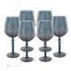 ALKIMIA Set 6 bicchieri acqua calici stelo dipinti a mano autentici in vetro di qualità superiore.-Blue