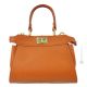JOLIE borsa a mano e a spalla tracolla donna vera pelle artigianale arancione