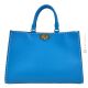CHICCA Shopper tote borsa a spalla donna vera pelle artigianale blu