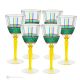 BRILLANTE Set 6 bicchieri vino calici stelo dipinti a mano autentici in vetro di qualità superiore.
