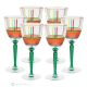 BRILLANTE Set 6 bicchieri vino calici stelo dipinti a mano autentici in vetro di qualità superiore.