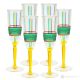 BRILLANTE Set 6 bicchieri calice flute dipinti a mano autentici in vetro di qualità superiore.