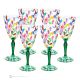 LAURUS Set 6 bicchieri acqua calici stelo dipinti a mano autentici in vetro di qualità superiore.