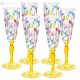 LAURUS Set 6 bicchieri calice flute dipinti a mano autentici in vetro di qualità superiore.