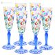 LAURUS Set 6 bicchieri calice flute dipinti a mano autentici in vetro di qualità superiore.
