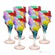 CALYPSO Set 6 bicchieri calici stelo dipinti a mano autentici moderni in cristallo.
