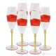 Set 6 bicchieri calice flute dipinti a mano autentici in vetro di qualità superiore.