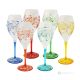 MONTECARLO Set 6 bicchieri acqua calici stelo dipinti a mano autentici in vetro di qualità superiore.