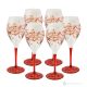 MONTECARLO Set 6 bicchieri acqua calici stelo dipinti a mano autentici in vetro di qualità superiore.