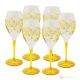 MONTECARLO Set 6 bicchieri acqua calici stelo dipinti a mano autentici in vetro di qualità superiore.