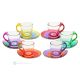 HAPPY Set 6 tazze tazzine caffè espresso con piattino vetro sonoro superiore dipinto a mano