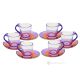 HAPPY Set 6 tazze tazzine caffè espresso con piattino vetro sonoro superiore dipinto a mano
