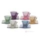 DEBBY Set 6 tazze tazzine espresso con piattino dipinte a mano in vetro di qualità superiore.