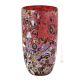 VASO ARLECCHINO autentico vetro soffiato di Murano con Murrine e foglia argento 925 fatto a mano Made Italy