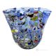 FAZZOLETTO ARLECCHINO Centrotavola ciotola autentico vetro soffiato di Murano con Murrine e foglia argento 925 Made Italy