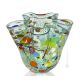 FAZZOLETTO ARLECCHINO Centrotavola ciotola autentico vetro soffiato di Murano con Murrine e foglia argento 925 Made Italy