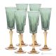 DOMINA Set 6 bicchieri calice flute dipinti a mano autentici in vetro di qualità superiore.