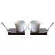 KRISTIAN 1 set 2 tazze con portatazza in legno e cucchiaino porcellana stile moderno fatto a mano autentico Made in Italy