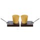 KRISTIAN set 2 tazze con portatazza in legno e cucchiaino porcellana stile moderno fatto a mano autentico Made in Italy