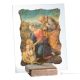 SACRA FAMIGLIA CON L'AGNELLO soprammobile in marmo giallo e rosso su cristallo Made in Italy