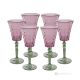 MISTRAL Set 6 bicchieri vino calici stelo dipinti a mano autentici in vetro di qualità superiore.