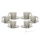 MOM Set 6 tazze cappuccino con piattino dipinte a mano in vetro di qualità superiore.