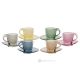 MOM Set 6 tazze cappuccino con piattino dipinte a mano in vetro di qualità superiore.