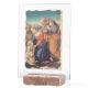 SACRA FAMIGLIA CON L'AGNELLO soprammobile in orfalese e marmo rosso su cristallo Made in Italy