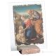 SACRA FAMIGLIA CON L'AGNELLO soprammobile in orfalese e marmo rosso su cristallo Made in Italy
