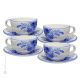 TAZZE FIORACCIO set 4 tazze da colazione da cereali con piattino ceramica di Castelli fatta a mano autentica Abruzzo Made in Italy