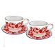 TAZZE FIORACCIO set 2 tazze da colazione da cereali con piattino ceramica di Castelli fatta a mano autentica Abruzzo Made in Italy