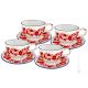 TAZZE FIORACCIO set 4 tazze da colazione da cereali con piattino ceramica di Castelli fatta a mano autentica Abruzzo Made in Italy