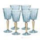 SQUARE Set 6 bicchieri acqua calici stelo dipinti a mano autentici in vetro di qualità superiore.
